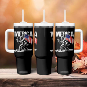Funny 4th Of July Bigfoot Merica Tumbler With Handle Patriotic Sasquatch American US Flag TS11 Print Your Wear