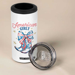 Funny 4th Of July Country Cowgirl 4 in 1 Can Cooler Tumbler American Girly Western Cowboy Boots TS11 Print Your Wear