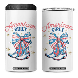 Funny 4th Of July Country Cowgirl 4 in 1 Can Cooler Tumbler American Girly Western Cowboy Boots TS11 One Size: 16 oz White Print Your Wear