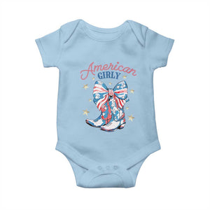 Funny 4th Of July Country Cowgirl Baby Onesie American Girly Western Cowboy Boots TS11 Light Blue Print Your Wear