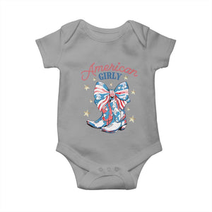 Funny 4th Of July Country Cowgirl Baby Onesie American Girly Western Cowboy Boots TS11 Sport Gray Print Your Wear
