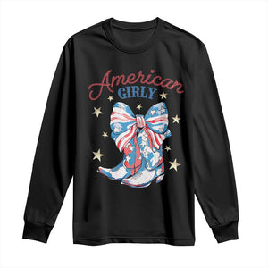 Funny 4th Of July Country Cowgirl Long Sleeve Shirt American Girly Western Cowboy Boots TS11 Black Print Your Wear