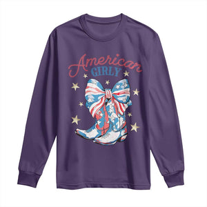 Funny 4th Of July Country Cowgirl Long Sleeve Shirt American Girly Western Cowboy Boots TS11 Purple Print Your Wear