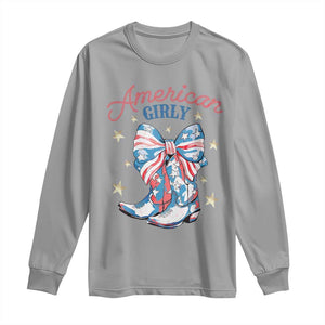 Funny 4th Of July Country Cowgirl Long Sleeve Shirt American Girly Western Cowboy Boots TS11 Sport Gray Print Your Wear