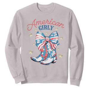 Funny 4th Of July Country Cowgirl Sweatshirt American Girly Western Cowboy Boots TS11 Ice Gray Print Your Wear