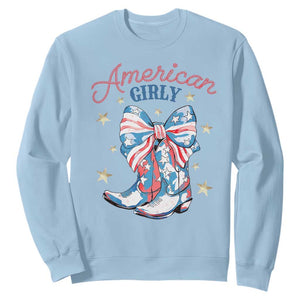 Funny 4th Of July Country Cowgirl Sweatshirt American Girly Western Cowboy Boots TS11 Light Blue Print Your Wear