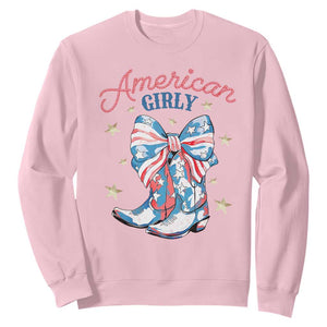 Funny 4th Of July Country Cowgirl Sweatshirt American Girly Western Cowboy Boots TS11 Light Pink Print Your Wear