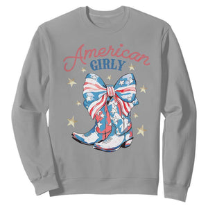 Funny 4th Of July Country Cowgirl Sweatshirt American Girly Western Cowboy Boots TS11 Sport Gray Print Your Wear
