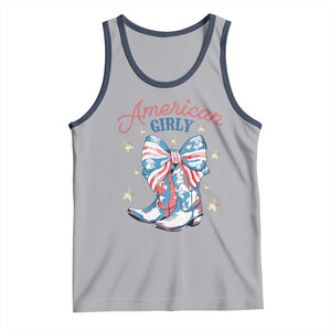 Funny 4th Of July Country Cowgirl Tank Top American Girly Western Cowboy Boots TS11 Athletic Heather Navy Print Your Wear