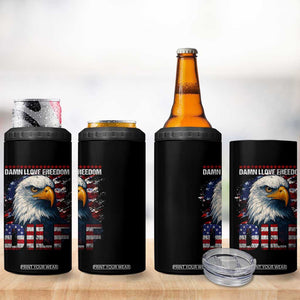 Funny 4th Of July DILF Damn I Love Freedom 4 in 1 Can Cooler Tumbler Vintage Bald Eagle 4th Of July TS11 Print Your Wear