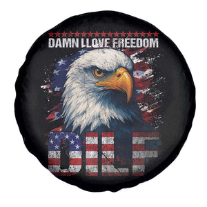 Funny 4th Of July DILF Damn I Love Freedom Spare Tire Cover Vintage Bald Eagle 4th Of July TS11 Print Your Wear