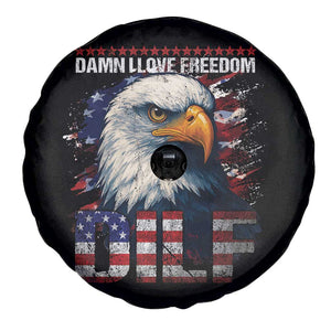 Funny 4th Of July DILF Damn I Love Freedom Spare Tire Cover Vintage Bald Eagle 4th Of July TS11 Print Your Wear