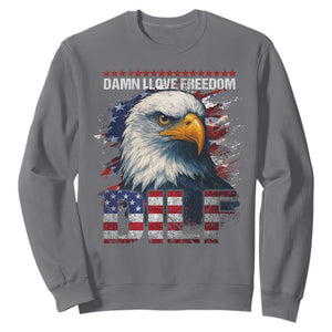 Funny 4th Of July DILF Damn I Love Freedom Sweatshirt Vintage Bald Eagle 4th Of July TS11 Charcoal Print Your Wear