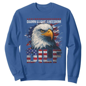 Funny 4th Of July DILF Damn I Love Freedom Sweatshirt Vintage Bald Eagle 4th Of July TS11 Royal Blue Print Your Wear