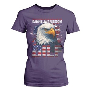 Funny 4th Of July DILF Damn I Love Freedom T Shirt For Women Vintage Bald Eagle 4th Of July TS11 Purple Print Your Wear