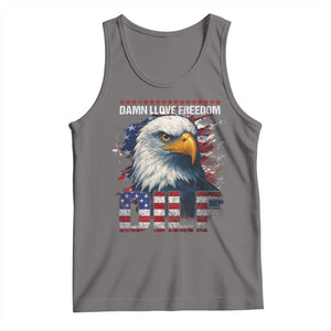 Funny 4th Of July DILF Damn I Love Freedom Tank Top Vintage Bald Eagle 4th Of July TS11 Deep Heather Print Your Wear
