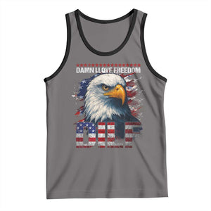 Funny 4th Of July DILF Damn I Love Freedom Tank Top Vintage Bald Eagle 4th Of July TS11 Deep Heather Black Print Your Wear