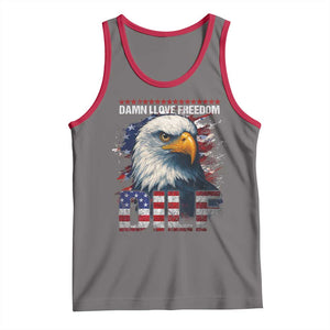 Funny 4th Of July DILF Damn I Love Freedom Tank Top Vintage Bald Eagle 4th Of July TS11 Deep Heather Red Print Your Wear