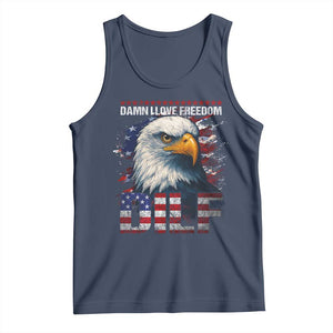 Funny 4th Of July DILF Damn I Love Freedom Tank Top Vintage Bald Eagle 4th Of July TS11 Navy Print Your Wear