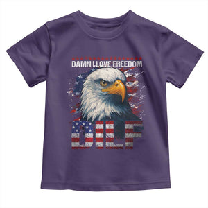 Funny 4th Of July DILF Damn I Love Freedom Toddler T Shirt Vintage Bald Eagle 4th Of July TS11 Purple Print Your Wear