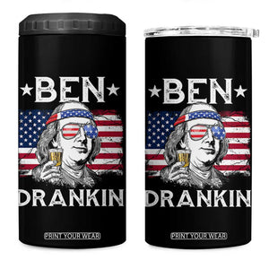 Funny 4th Of July Drinking 4 in 1 Can Cooler Tumbler Ben Drankin Beer Mug American Flag TS11 One Size: 16 oz Black Print Your Wear