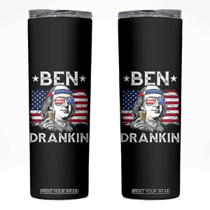 Funny 4th Of July Drinking Skinny Tumbler Ben Drankin Beer Mug American Flag TS11 Black Print Your Wear