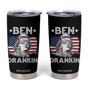 Funny 4th Of July Drinking Tumbler Cup Ben Drankin Beer Mug American Flag TS11 Black Print Your Wear