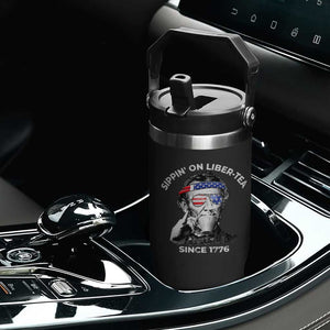 Funny 4th Of July Flip Straw Tumbler Sippin On Liber Tea Liberty Abe Lincoln 1776 USA Flag TS10 Print Your Wear