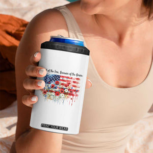 Funny 4th Of July Land Of The Free Because Of The Brave 4 in 1 Can Cooler Tumbler American Flag Flowers TS11 Print Your Wear