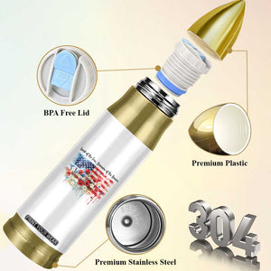Funny 4th Of July Land Of The Free Because Of The Brave Bullet Tumbler American Flag Flowers TS11 Print Your Wear