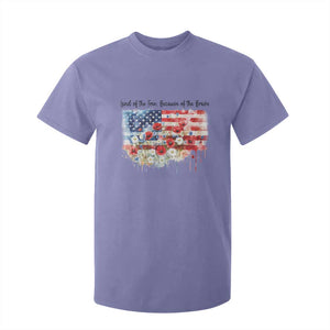 Funny 4th Of July Land Of The Free Because Of The Brave T Shirt For Kid American Flag Flowers TS11 Violet Print Your Wear