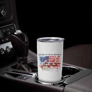 Funny 4th Of July Land Of The Free Because Of The Brave Tumbler Cup American Flag Flowers TS11 Print Your Wear