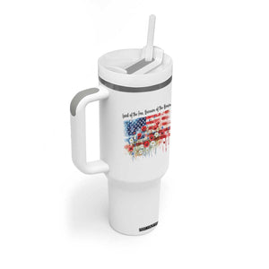 Funny 4th Of July Land Of The Free Because Of The Brave Tumbler With Handle American Flag Flowers TS11 Print Your Wear