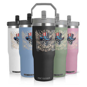 Funny 4th Of July Patriotic Skull Flip Straw Tumbler I Am The Rockets Red Glare EST 1776 TS11 Print Your Wear