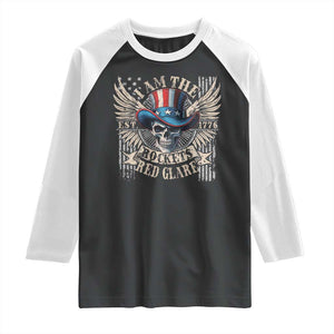 Funny 4th Of July Patriotic Skull Raglan Shirt I Am The Rockets Red Glare EST 1776 TS11 Black White Print Your Wear