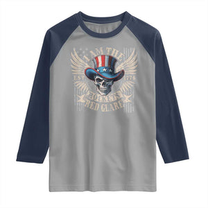 Funny 4th Of July Patriotic Skull Raglan Shirt I Am The Rockets Red Glare EST 1776 TS11 Sport Gray Navy Print Your Wear