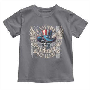 Funny 4th Of July Patriotic Skull Toddler T Shirt I Am The Rockets Red Glare EST 1776 TS11 Charcoal Print Your Wear