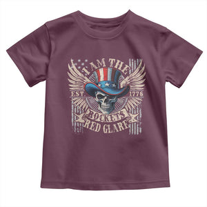 Funny 4th Of July Patriotic Skull Toddler T Shirt I Am The Rockets Red Glare EST 1776 TS11 Maroon Print Your Wear