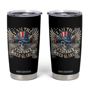 Funny 4th Of July Patriotic Skull Tumbler Cup I Am The Rockets Red Glare EST 1776 TS11 Black Print Your Wear