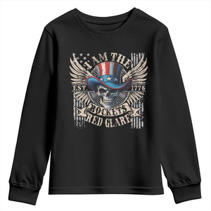 Funny 4th Of July Patriotic Skull Youth Sweatshirt I Am The Rockets Red Glare EST 1776 TS11 Black Print Your Wear