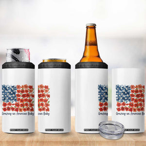Funny 4th Of July Pregnancy Announcement 4 in 1 Can Cooler Tumbler Growing An American Baby USA Flag Flowers TS11 Print Your Wear