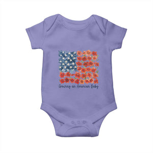 Funny 4th Of July Pregnancy Announcement Baby Onesie Growing An American Baby USA Flag Flowers TS11 Violet Print Your Wear
