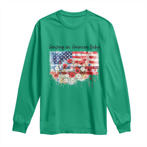 Funny 4th Of July Pregnancy Announcement Long Sleeve Shirt Growing An American Baby USA Flag TS11 Irish Green Print Your Wear