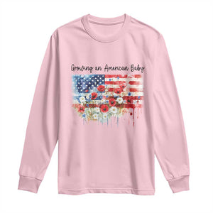 Funny 4th Of July Pregnancy Announcement Long Sleeve Shirt Growing An American Baby USA Flag TS11 Light Pink Print Your Wear