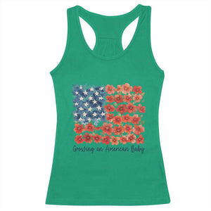 Funny 4th Of July Pregnancy Announcement Racerback Tank Top Growing An American Baby USA Flag Flowers TS11 Irish Green Print Your Wear