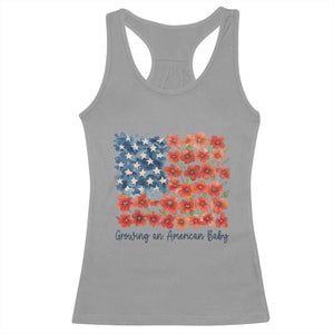 Funny 4th Of July Pregnancy Announcement Racerback Tank Top Growing An American Baby USA Flag Flowers TS11 Sport Gray Print Your Wear