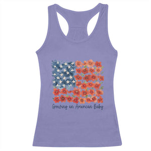 Funny 4th Of July Pregnancy Announcement Racerback Tank Top Growing An American Baby USA Flag Flowers TS11 Violet Print Your Wear