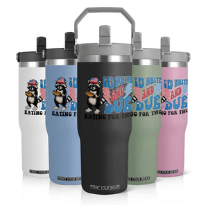 Funny 4th Of July Pregnancy Announcement Racoon Flip Straw Tumbler Red White And Due Eating For Two TS11 Print Your Wear