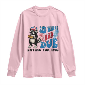 Funny 4th Of July Pregnancy Announcement Racoon Long Sleeve Shirt Red White And Due Eating For Two TS11 Light Pink Print Your Wear