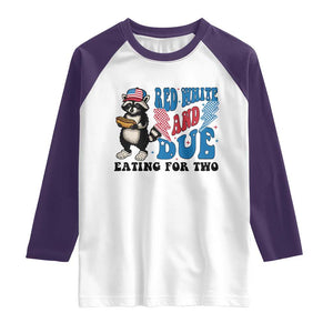 Funny 4th Of July Pregnancy Announcement Racoon Raglan Shirt Red White And Due Eating For Two TS11 White Purple Print Your Wear
